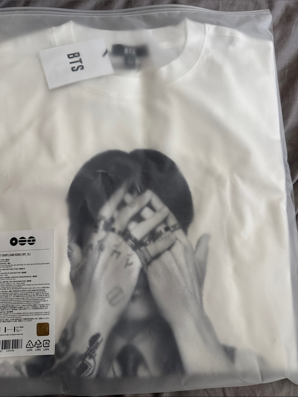 BTS original White Graphic Crewneck T-Shirt for two / JK and Suga